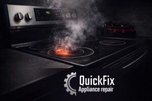 Electric stove overheating in a Winnipeg home showing warning signs that require professional stove repair